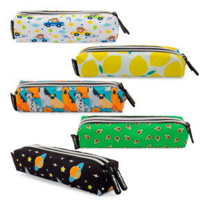 Estuche fino 2 cremalleras con diseño