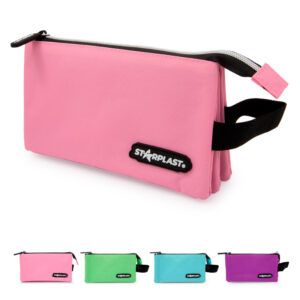 Estuche triangular 3 compartimentos colores pastel