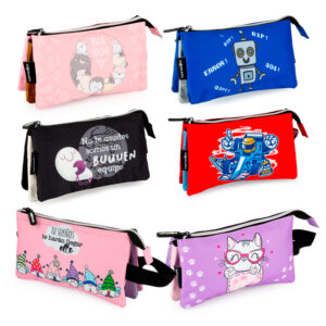 Estuche triangular 3 compartimentos con diseño