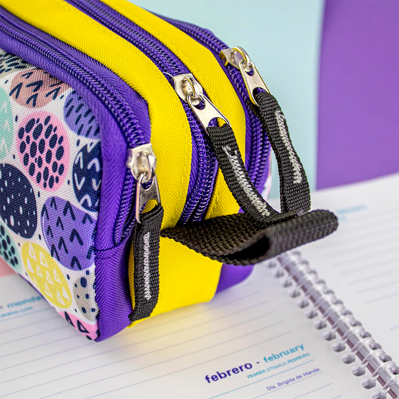 Estuche de 3 cremalleras diseño patrones - Imagen 2