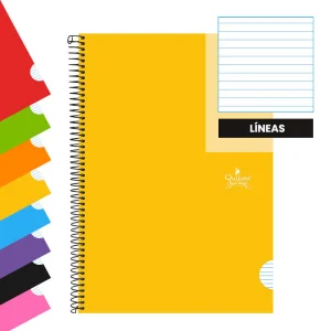 cuaderno tapa forrada 8 colores de hoja de líneas